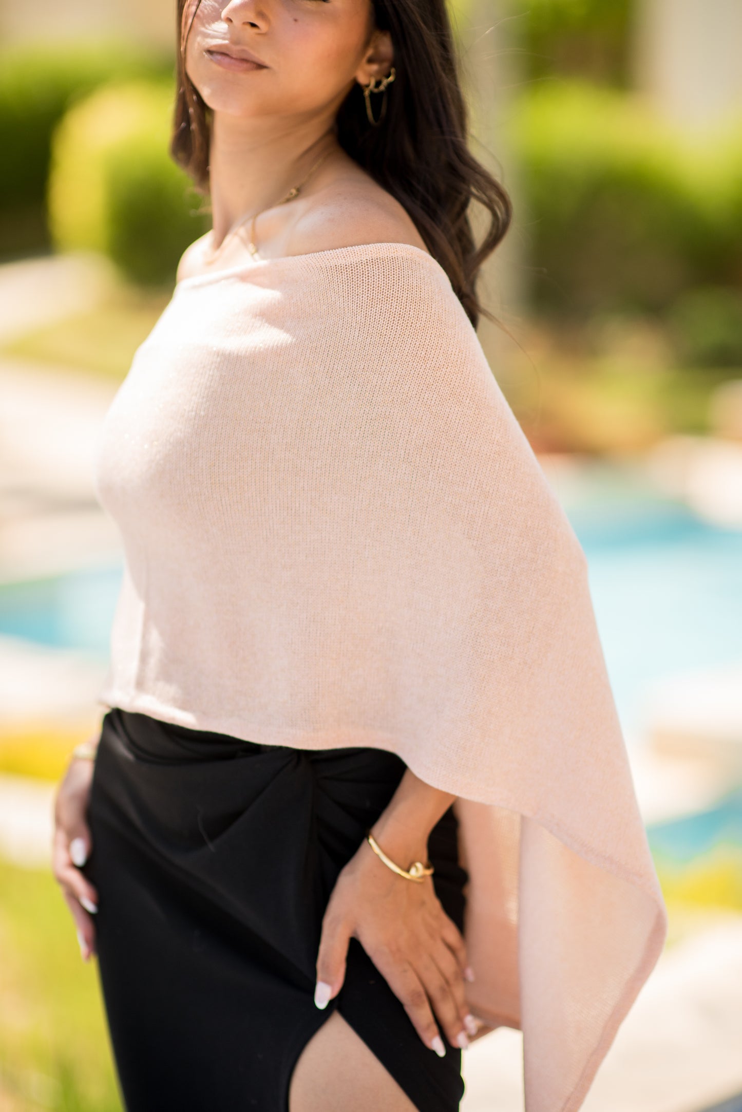 Blush Cowl Poncho Top