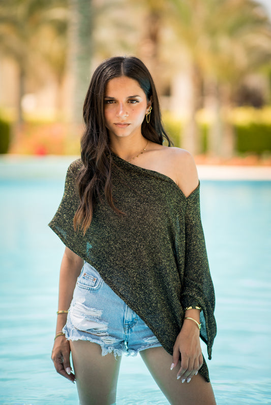 Shimmer Cowl Poncho Top