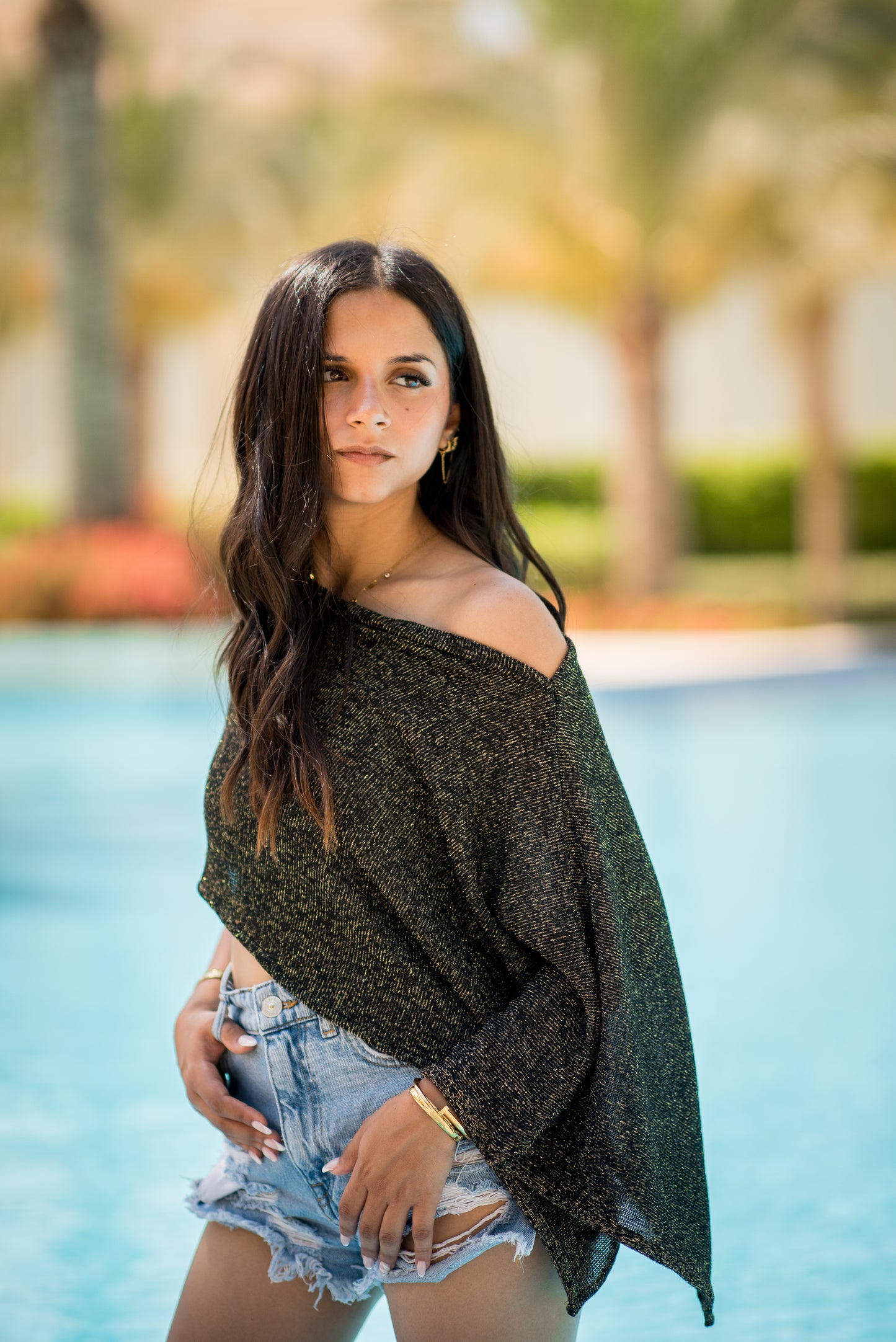 Shimmer Cowl Poncho Top